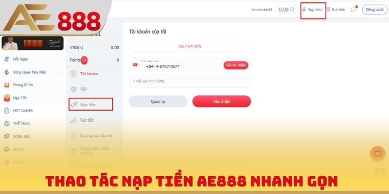 Nạp Tiền AE888 - Thao Tác Đơn Giản, Xử Lý Giao Dịch Nhanh - WINQUARTZ88.BIZ
